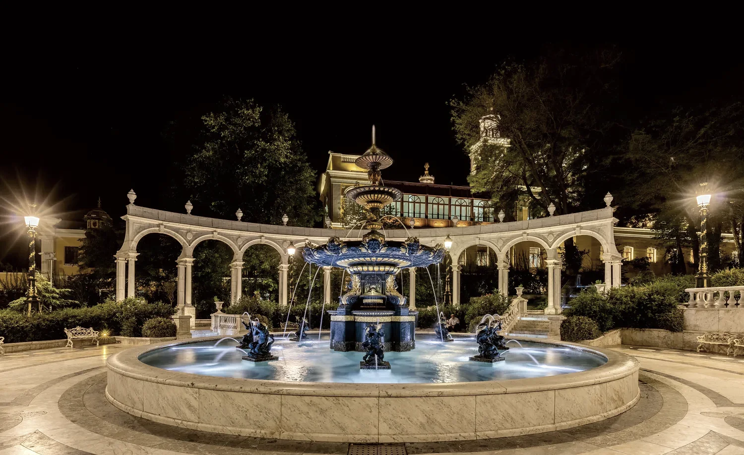 Fountains Square after dark