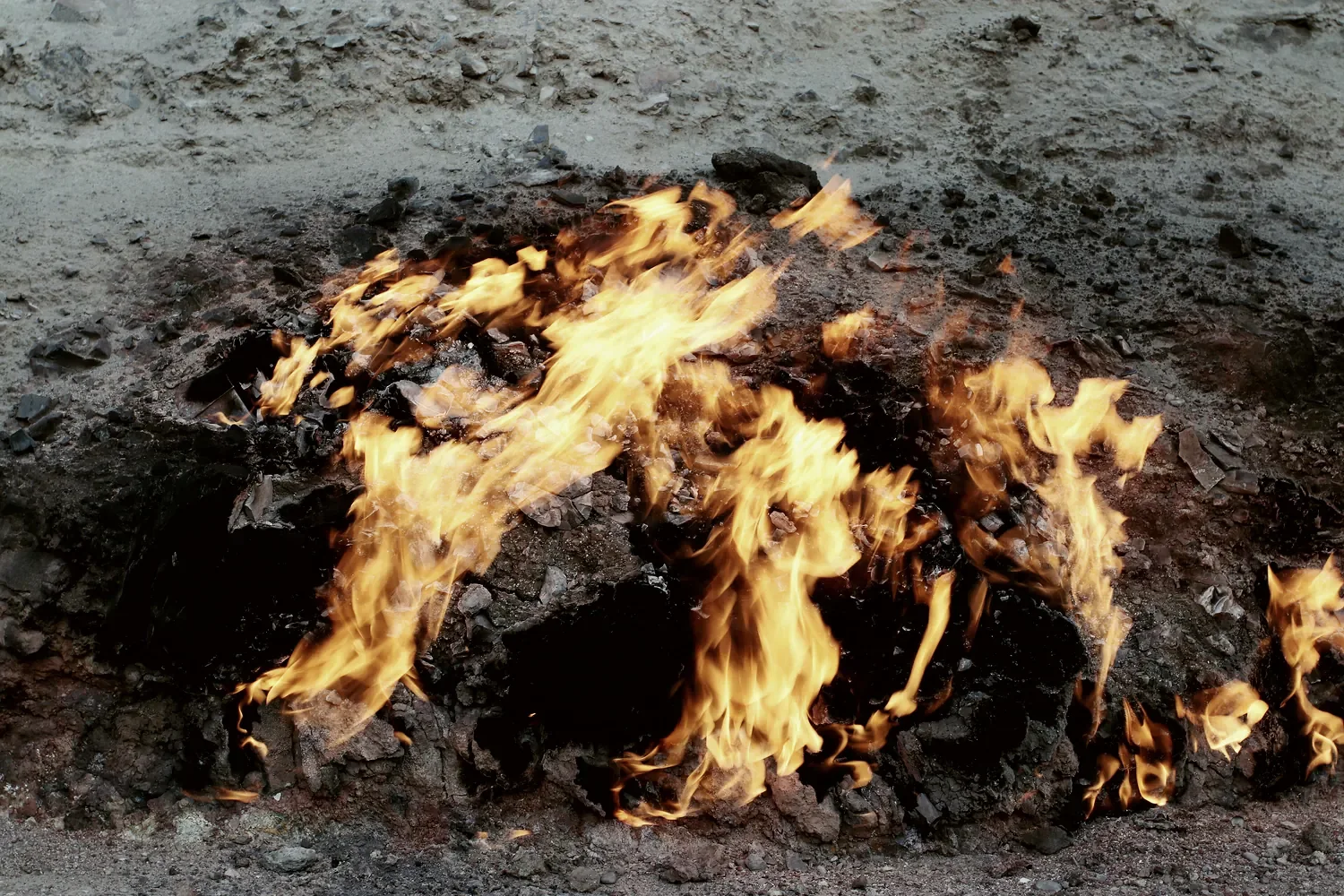 Gas burning out of the hillside, and nobody lit it.